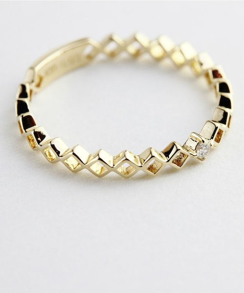 pinacoteca（ピナコテーカ）の「ピナコテーカ 699 レーシー クロス 一粒ダイヤモンド リング ピンキーリング 0.018ct（リング・レディース・ゴールド・マイナス5号〜13号）」の2枚目の写真