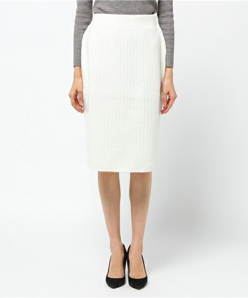 INTERPLANET（インタープラネット）の「ストレッチモヘアリブタイトSK（スカート・レディース・オフホワイト/ブラック/グレー・FREE）」の4枚目の写真