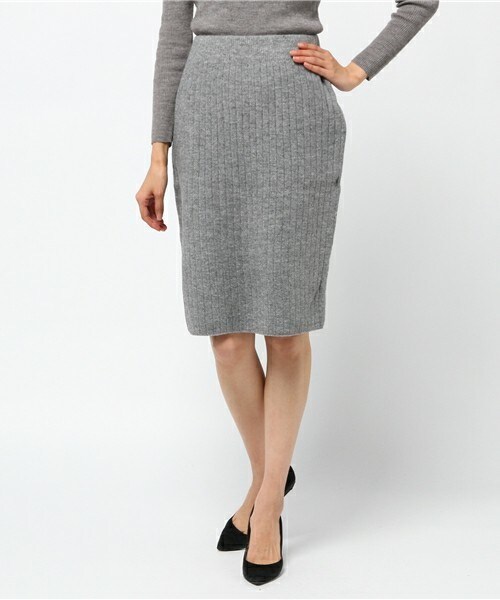 INTERPLANET（インタープラネット）の「ストレッチモヘアリブタイトSK（スカート・レディース・オフホワイト/ブラック/グレー・FREE）」の3枚目の写真