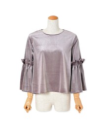 flower | velours frill top ～ﾍﾞﾛｱﾌﾘﾙﾄｯﾌﾟ(Tシャツ/カットソー)