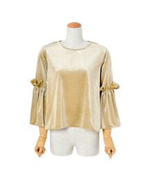 flower | velours frill top ～ﾍﾞﾛｱﾌﾘﾙﾄｯﾌﾟ(Tシャツ/カットソー)