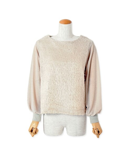 flower（フラワー）の「airy shaggy top ～ｴｱﾘｰｼｬｷﾞｰﾄｯﾌﾟ（Tシャツ/カットソー・レディース・white/pink・FREE）」の2枚目の写真