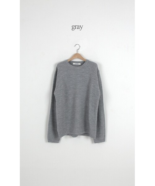 SINOWS(シノウズ)の「ボーイフレンドワッフルニット(ニット/セーター・レディース・gray/charcoal/cream/green・one size (詳細サイズはサイトをご確認ください。))」の1枚目の写真