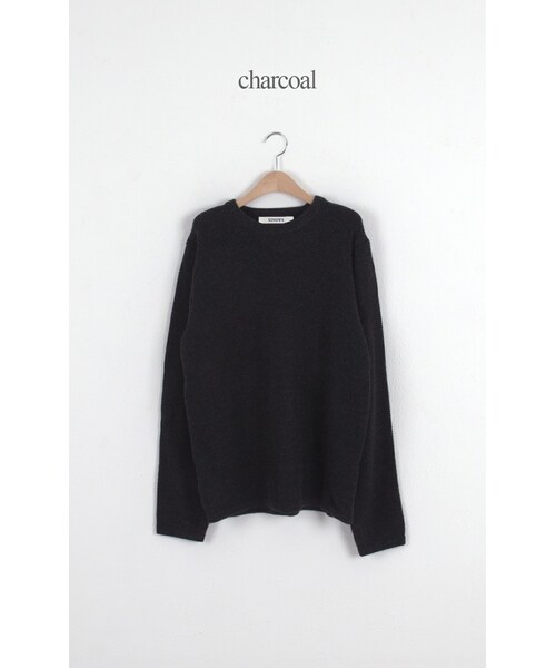 SINOWS(シノウズ)の「ボーイフレンドワッフルニット(ニット/セーター・レディース・gray/charcoal/cream/green・one size (詳細サイズはサイトをご確認ください。))」の3枚目の写真