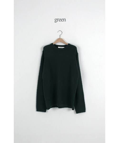 SINOWS(シノウズ)の「ボーイフレンドワッフルニット(ニット/セーター・レディース・gray/charcoal/cream/green・one size (詳細サイズはサイトをご確認ください。))」の4枚目の写真