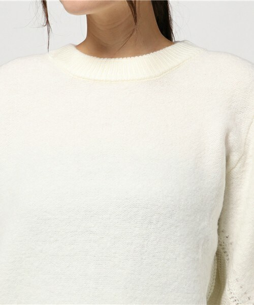 INTERPLANET（インタープラネット）の「ストレッチモヘア＋バルギーP/O（ニット/セーター・レディース・オフホワイト/ブラック/グレー・FREE）」の7枚目の写真