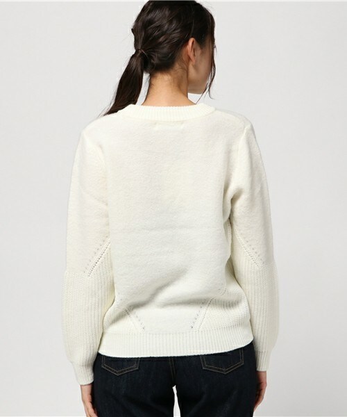 INTERPLANET（インタープラネット）の「ストレッチモヘア＋バルギーP/O（ニット/セーター・レディース・オフホワイト/ブラック/グレー・FREE）」の6枚目の写真