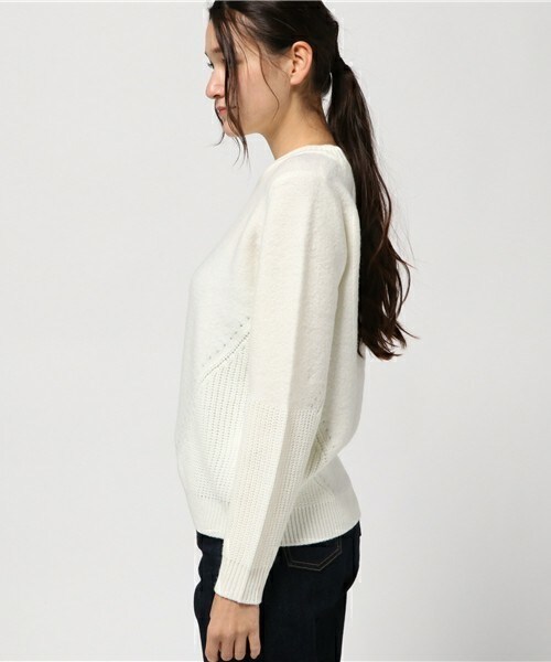 INTERPLANET（インタープラネット）の「ストレッチモヘア＋バルギーP/O（ニット/セーター・レディース・オフホワイト/ブラック/グレー・FREE）」の5枚目の写真