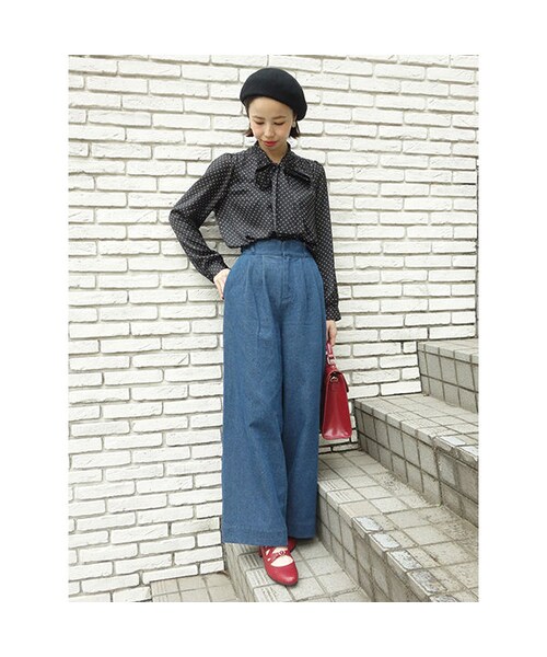 an another angelus（アンアナザーアンジェラス）の「デニムワイドパンツ/an another angelus（デニムパンツ・レディース・その他）」の2枚目の写真