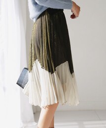 DHOLIC | バイカラープリーツミモレスカート(スカート)