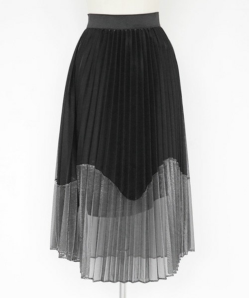 DHOLIC（ディーホリック）の「バイカラープリーツミモレスカート（スカート・レディース・ゴールド/ブラック・FREE）」の2枚目の写真
