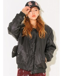 KORMARCH | バックスマイルMA-1ジャケット(ノーカラージャケット)