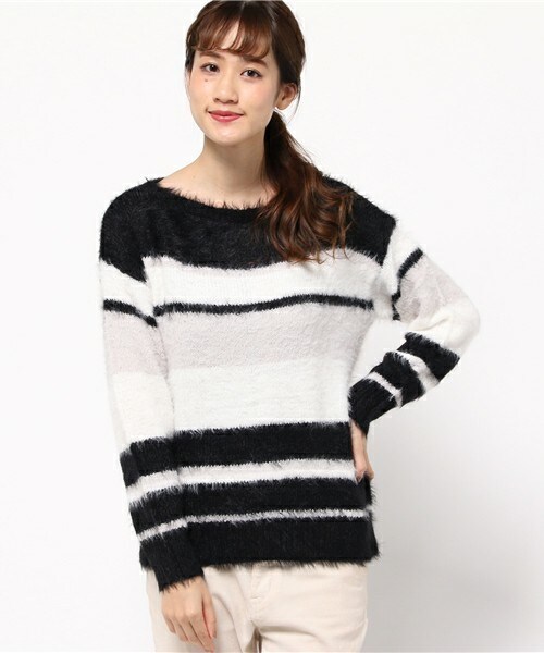 archives（アルシーヴ）の「テンタッチマルチボーダープルオーバー（ニット/セーター・レディース・オフホワイト/ブラック/グレー・MEDIUM）」の2枚目の写真