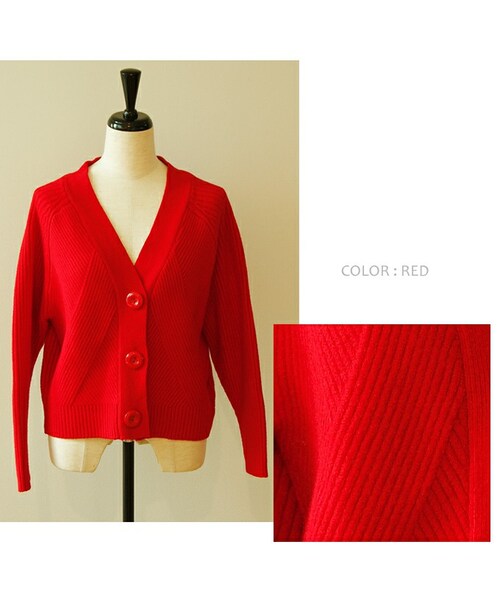 Cookie Chocolate（クッキーチョコレート）の「カシミアショートカーディガン（カーディガン/ボレロ・レディース・ホワイト/レッド/ピンク/ブラック・M～L）」の4枚目の写真