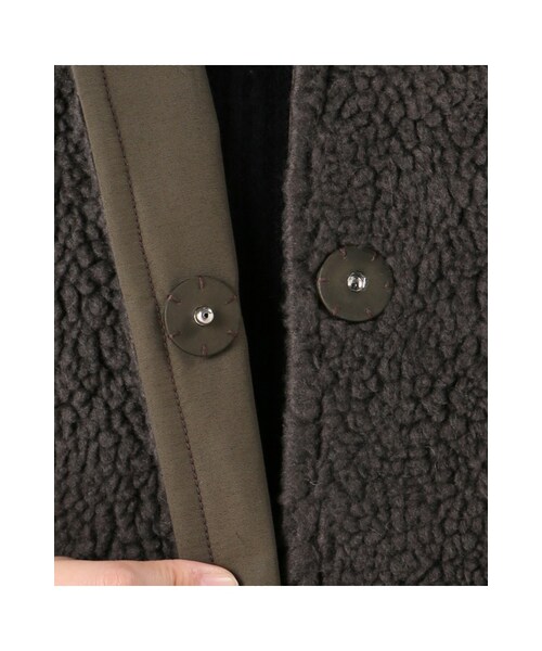 JOURNAL STANDARD（ジャーナルスタンダード）の「ボアノーカラーコート（ジャケット/アウター・ベージュ/カーキ・フリー）」の13枚目の写真