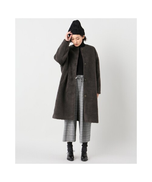 JOURNAL STANDARD（ジャーナルスタンダード）の「ボアノーカラーコート（ジャケット/アウター・ベージュ/カーキ・フリー）」の3枚目の写真