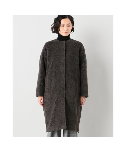 JOURNAL STANDARD（ジャーナルスタンダード）の「ボアノーカラーコート（ジャケット/アウター・ベージュ/カーキ・フリー）」の4枚目の写真