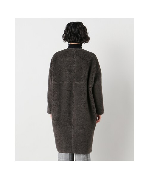 JOURNAL STANDARD（ジャーナルスタンダード）の「ボアノーカラーコート（ジャケット/アウター・ベージュ/カーキ・フリー）」の6枚目の写真