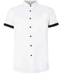 TOPMAN | White and Navy Dot Short Sleeve Dress Shirt(シャツ/ブラウス)