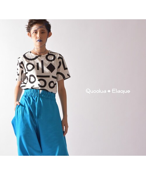 Quodua◆Elaque(クウォドゥアエラク)の「"FUKU⊆WARAI" Unisex T-shirt / White & Black(Tシャツ/カットソー・レディース・White & Black・XS/S/M/L/XL)」の1枚目の写真
