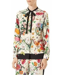 GUCCI FLORA 総柄 シルクブラウス GUCCI FLORA 総柄 シルクブラウス