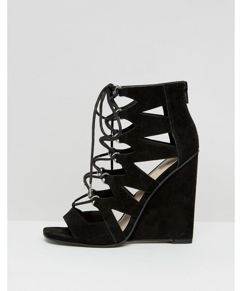 asos（エイソス）の「ASOS HARLESDEN Lace Up Wedges（サンダル・レディース・Black・US 10/US 5/US 7/US 4/US 6/US 9/US 11/US 8）」の4枚目の写真