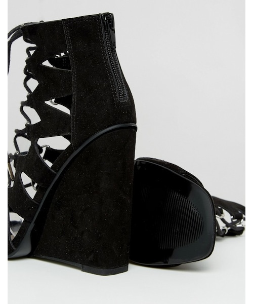 asos（エイソス）の「ASOS HARLESDEN Lace Up Wedges（サンダル・レディース・Black・US 10/US 5/US 7/US 4/US 6/US 9/US 11/US 8）」の2枚目の写真