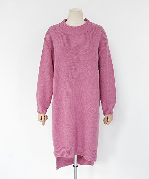 DHOLIC（ディーホリック）の「アンゴラ混ディープスリットニットプルオーバー（ニット/セーター・レディース・マスタード/ピンク/ブラック/アイボリー・FREE）」の4枚目の写真