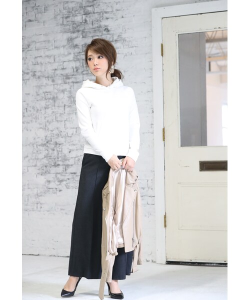 Rocotta by MOERY（ロコッタ）の「Rocotta(ロコッタ) シンプルパーカー（パーカー・レディース・ホワイト/グレー/ネイビー・FREE）」の5枚目の写真