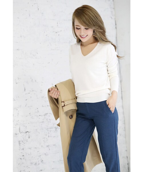 Rocotta by MOERY(ロコッタ)の「Rocotta(ロコッタ) カシミアタッチセンタープレスパンツ(スラックス・レディース・グレー/ブラック/ネイビーブルー・S/M)」の9枚目の写真