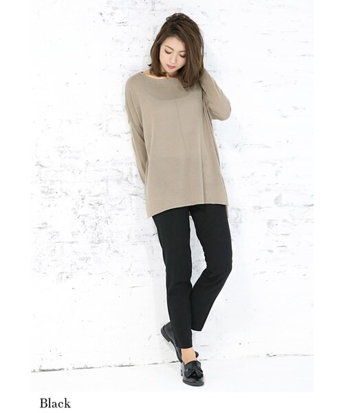 Rocotta by MOERY(ロコッタ)の「Rocotta(ロコッタ) カシミアタッチセンタープレスパンツ(スラックス・レディース・グレー/ブラック/ネイビーブルー・S/M)」の4枚目の写真