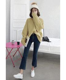 Miamasvin | ワイドスリーブタートルネック切り替えニットセーター(その他)