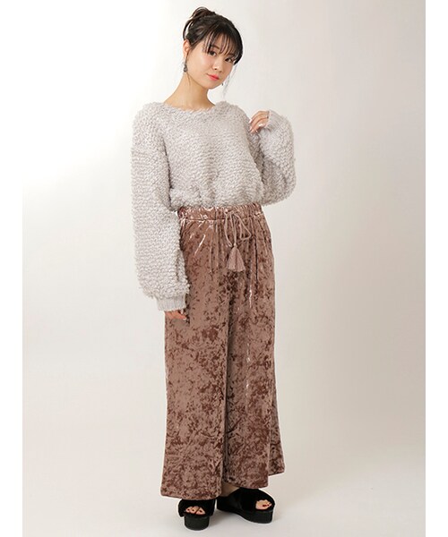 w closet(ダブルクローゼット)の「ループ編み後ろリボンプルオーバー(トップス・レディース・Sグレー/コーラルピンク/グレージュ・FREE)」の12枚目の写真