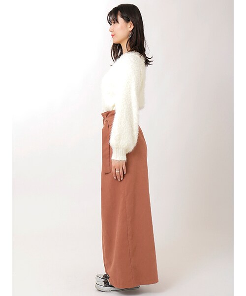 w closet（ダブルクローゼット）の「ベルト付きタック入りワイドパンツ（パンツ・レディース・ピンクブラウン/カーキ/ブラック・FREE）」の5枚目の写真