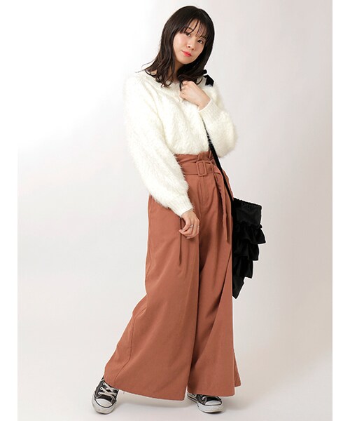 w closet（ダブルクローゼット）の「ベルト付きタック入りワイドパンツ（パンツ・レディース・ピンクブラウン/カーキ/ブラック・FREE）」の12枚目の写真