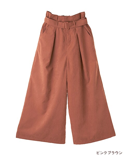 w closet（ダブルクローゼット）の「ベルト付きタック入りワイドパンツ（パンツ・レディース・ピンクブラウン/カーキ/ブラック・FREE）」の2枚目の写真