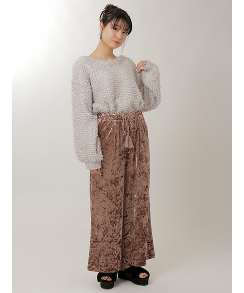 w closet（ダブルクローゼット）の「クラッシュベロアイージーパンツ（パンツ・レディース・ピンク/Dベージュ/ブラック・FREE）」の11枚目の写真