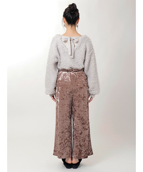 w closet（ダブルクローゼット）の「クラッシュベロアイージーパンツ（パンツ・レディース・ピンク/Dベージュ/ブラック・FREE）」の6枚目の写真