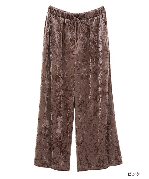 w closet（ダブルクローゼット）の「クラッシュベロアイージーパンツ（パンツ・レディース・ピンク/Dベージュ/ブラック・FREE）」の3枚目の写真