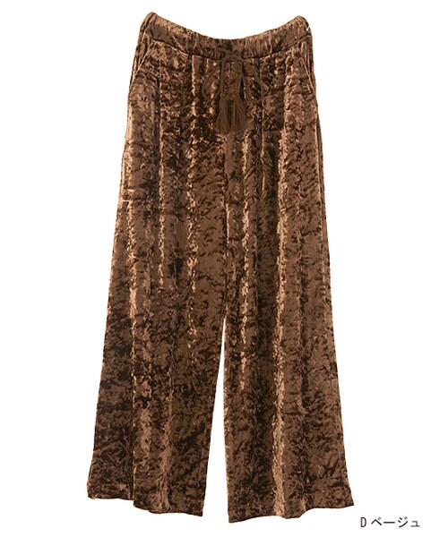 w closet（ダブルクローゼット）の「クラッシュベロアイージーパンツ（パンツ・レディース・ピンク/Dベージュ/ブラック・FREE）」の2枚目の写真