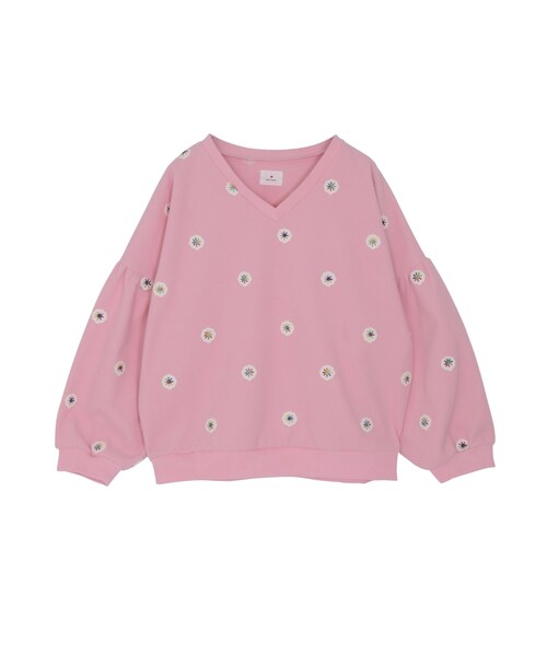 merry jenny(メリージェニー)の「おはな刺繍プルオーバー(トップス・レディース・ピンク/ネイビー・F)」の1枚目の写真
