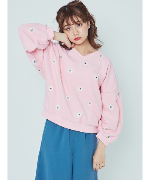 merry jenny(メリージェニー)の「おはな刺繍プルオーバー(トップス・レディース・ピンク/ネイビー・F)」の3枚目の写真