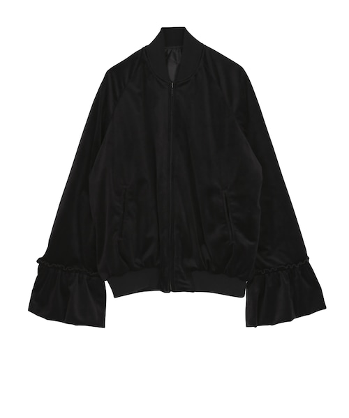 merry jenny(メリージェニー)の「フリルベロアブルゾン(ジャケット/アウター・レディース・ブラック/ワイン/ベージュ・F)」の1枚目の写真