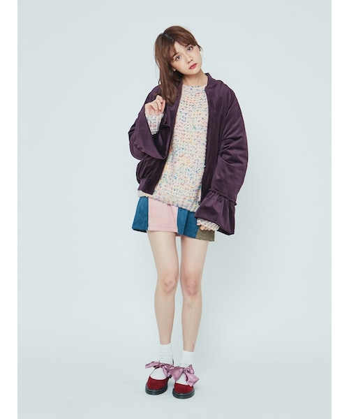 merry jenny(メリージェニー)の「フリルベロアブルゾン(ジャケット/アウター・レディース・ブラック/ワイン/ベージュ・F)」の5枚目の写真