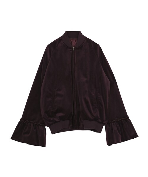 merry jenny(メリージェニー)の「フリルベロアブルゾン(ジャケット/アウター・レディース・ブラック/ワイン/ベージュ・F)」の3枚目の写真