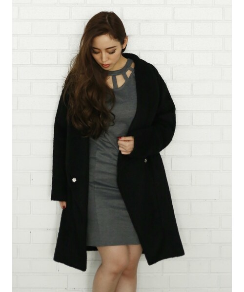 RESEXXY（リゼクシー）の「シャギーロングコート（ジャケット/アウター・レディース・ホワイト/グレー/ブラック・F）」の6枚目の写真