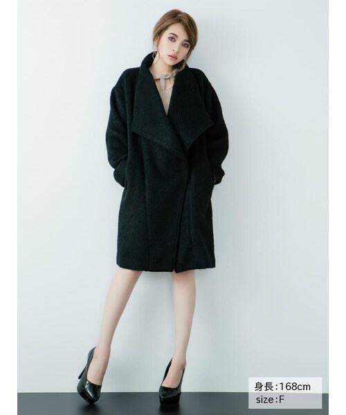 RESEXXY（リゼクシー）の「シャギーロングコート（ジャケット/アウター・レディース・ホワイト/グレー/ブラック・F）」の4枚目の写真