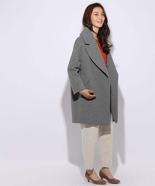 niko and...（ニコアンド）の「Wモッサ3Dコクーンコート（ジャケット/アウター・グレー/ブラック）」の5枚目の写真