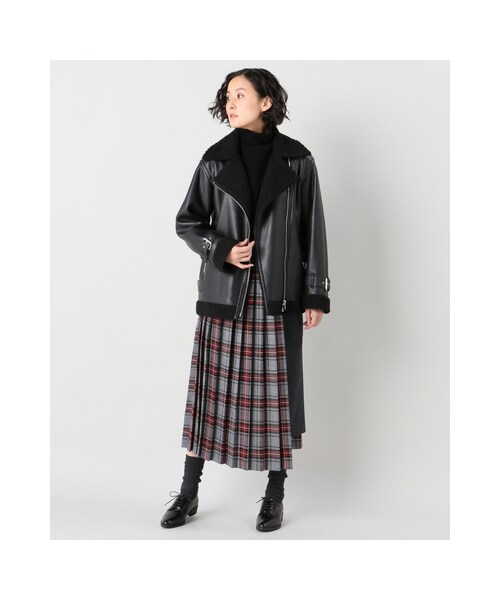 JOURNAL STANDARD（ジャーナルスタンダード）の「フラノムジ チェック ベルトプリーツスカート（スカート・ブラック/グレーB・36/38）」の3枚目の写真