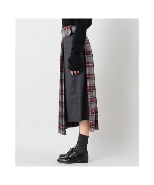 JOURNAL STANDARD（ジャーナルスタンダード）の「フラノムジ チェック ベルトプリーツスカート（スカート・ブラック/グレーB・36/38）」の6枚目の写真